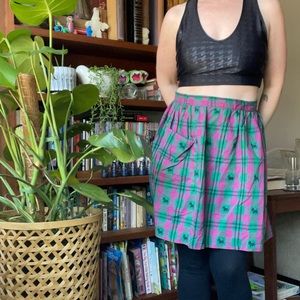 Vintage Scotty dog Christmas plaid apron green and fuchsia